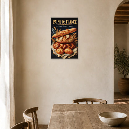 Affiche Pains de France – Levain & Croûte Dorée dans une salle à manger - Art Virtuoso