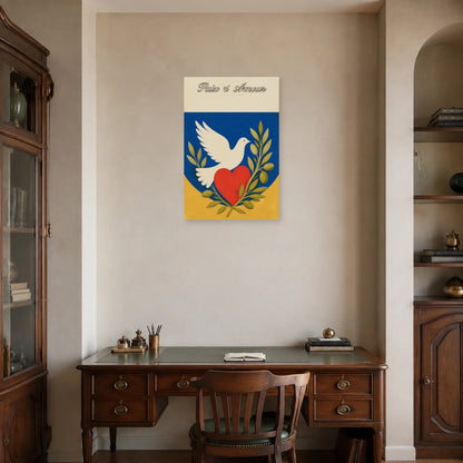 Affiche Paix & amour - Symboles graphiques dans un bureau - Art Virtuoso