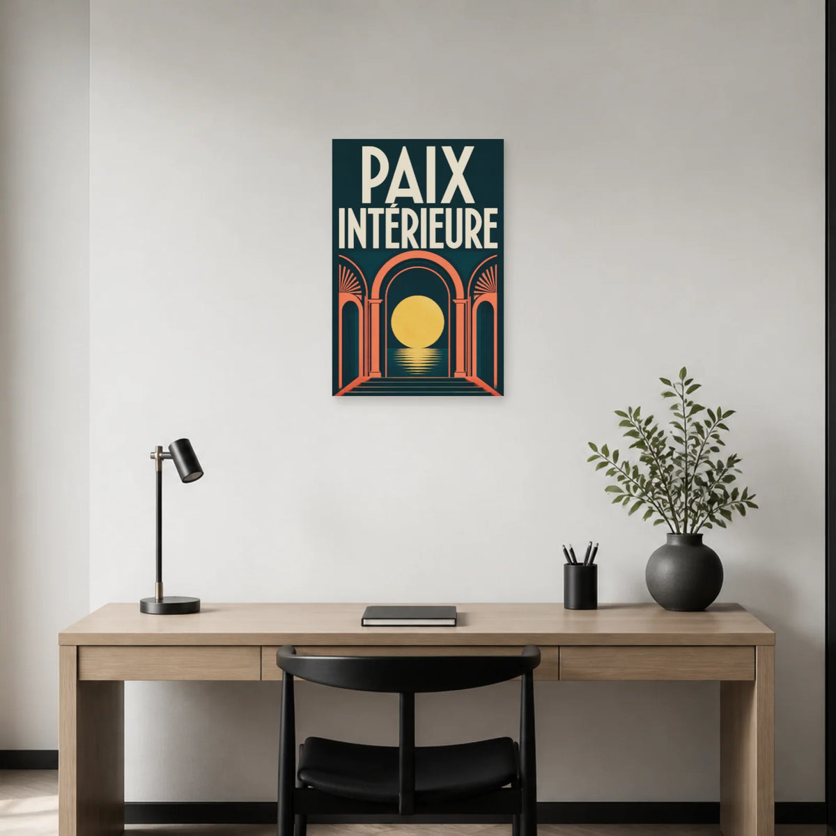 Affiche Paix intérieure – Arche solaire dans un bureau - Art Virtuoso