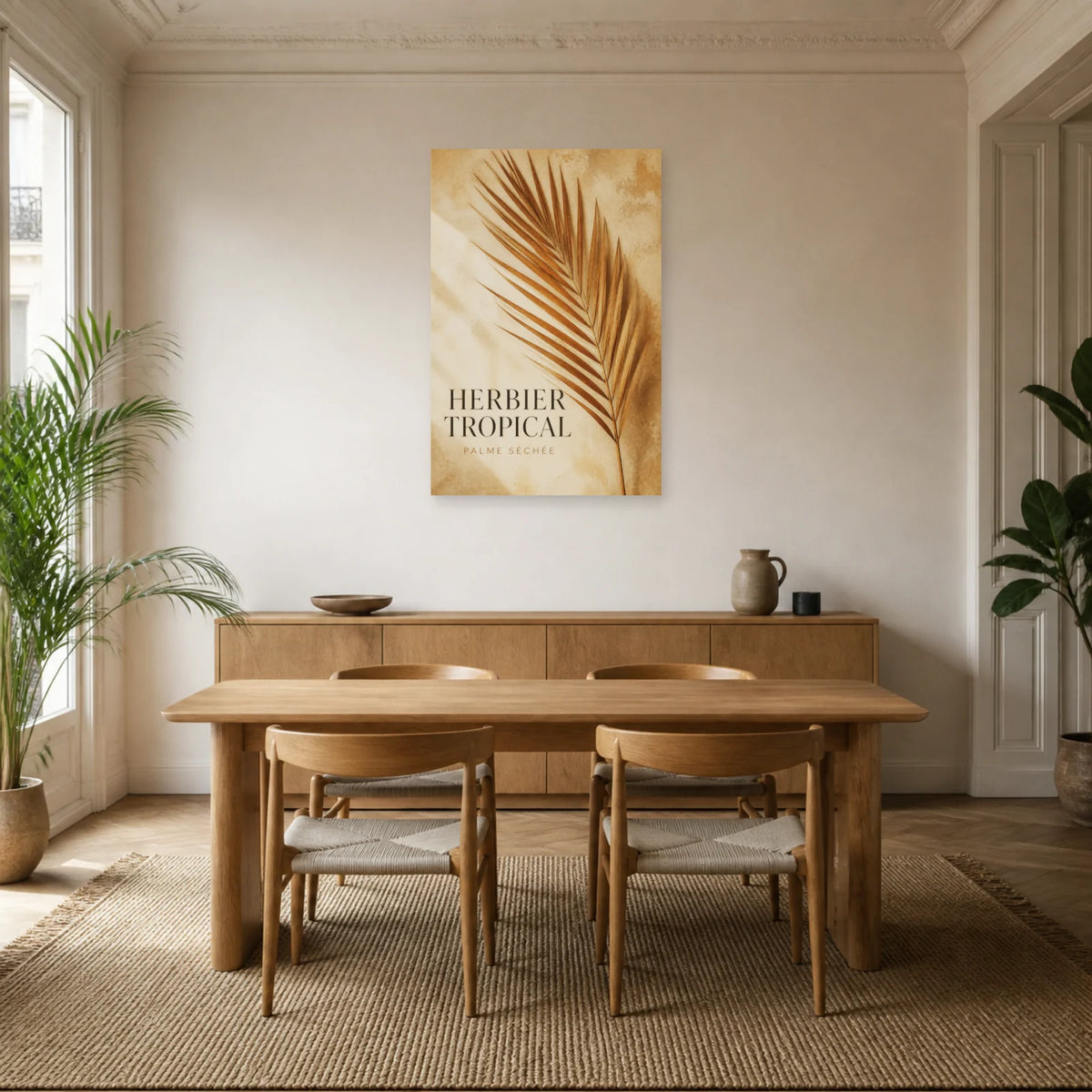 Affiche Palme séchée – Esprit herbier dans une salle à manger - Art Virtuoso