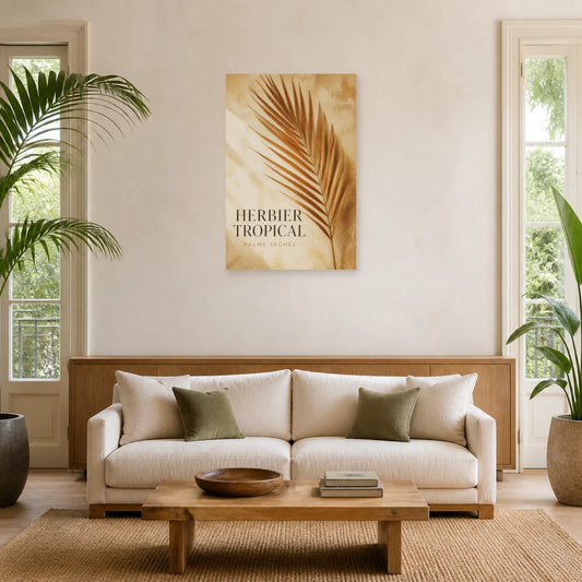 Affiche Palme séchée – Esprit herbier dans un salon - Art Virtuoso