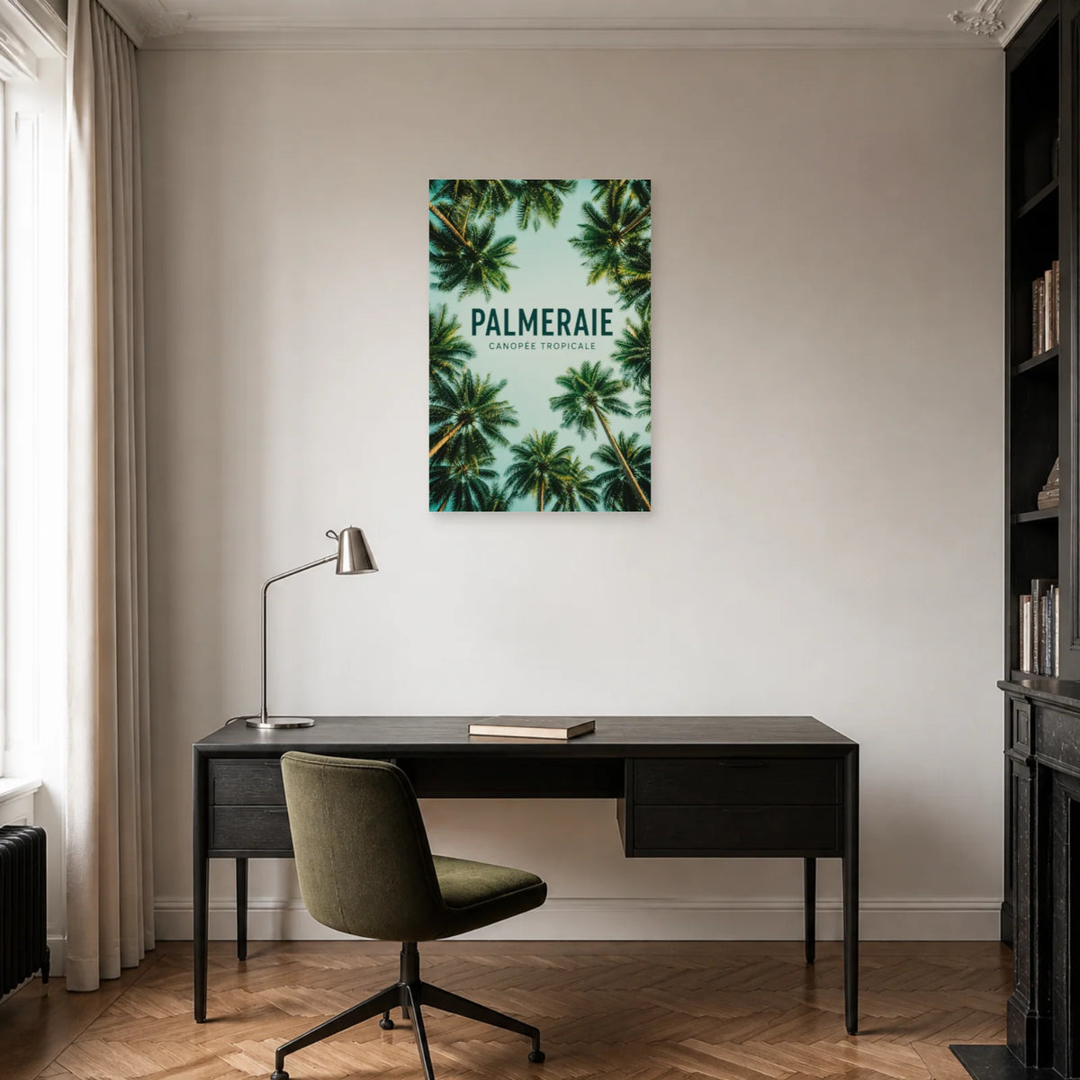 Affiche Palmeraie – Canopée tropicale dans un bureau - Art Virtuoso