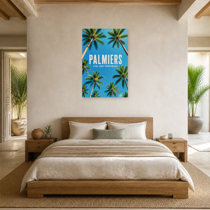 Affiche Palmiers – Sous le ciel bleu dans une chambre - Art Virtuoso