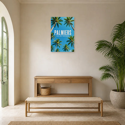 Affiche Palmiers – Sous le ciel bleu dans une entrée ou un couloir - Art Virtuoso