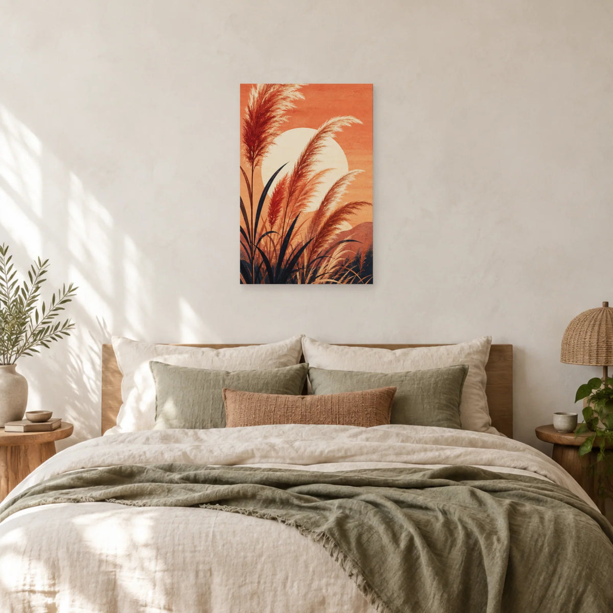 Affiche Pampas au soleil terracotta dans une chambre - Art Virtuoso