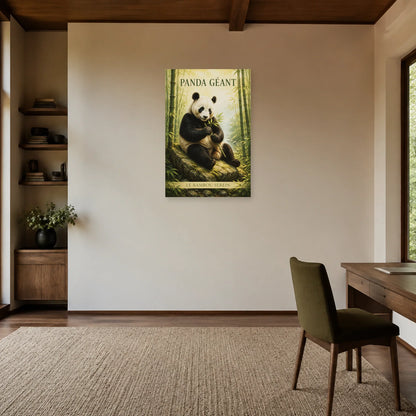 Affiche Panda géant, le bambou serein dans un bureau - Art Virtuoso