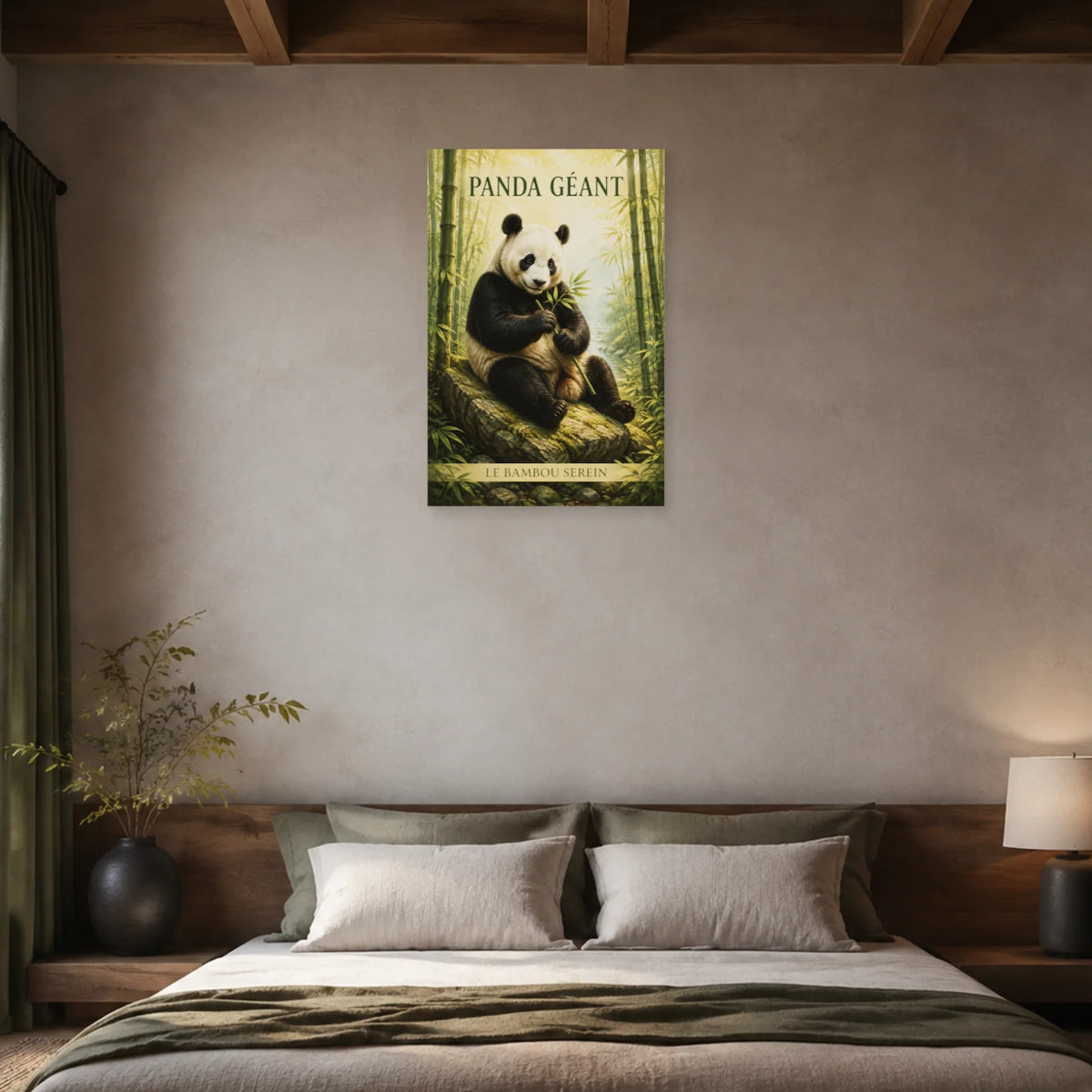 Affiche Panda géant, le bambou serein dans une chambre - Art Virtuoso