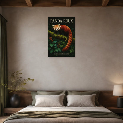 Affiche Panda roux, la branche émeraude dans une chambre - Art Virtuoso