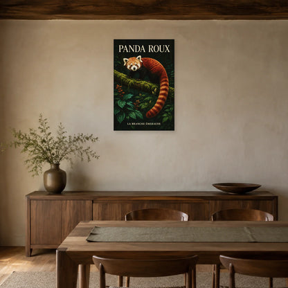 Affiche Panda roux, la branche émeraude dans une salle à manger - Art Virtuoso