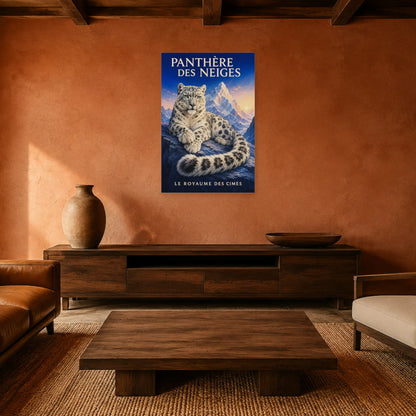 Affiche Panthère des neiges, le royaume des cimes dans un salon - Art Virtuoso