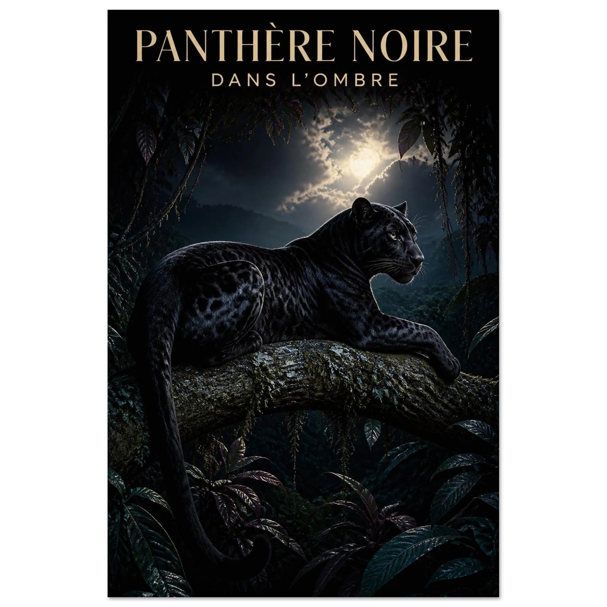Affiche Panthère Noire – Dans l'Ombre, illustration éditoriale verticale, format 30 × 45 cm