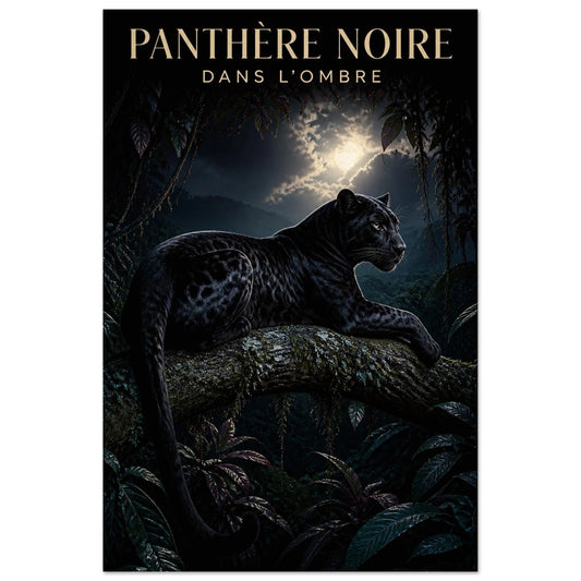 Affiche Panthère Noire – Dans l'Ombre, illustration éditoriale verticale, format 30 × 45 cm