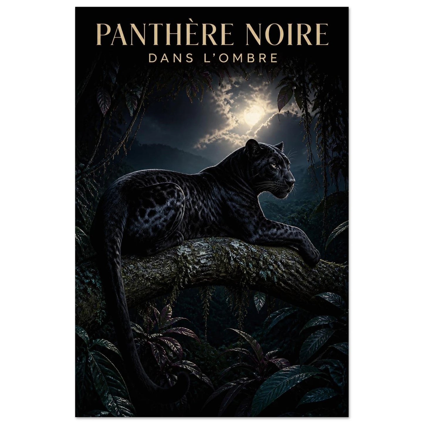 Affiche Panthère Noire – Dans l'Ombre, illustration éditoriale verticale, format 60 × 90 cm