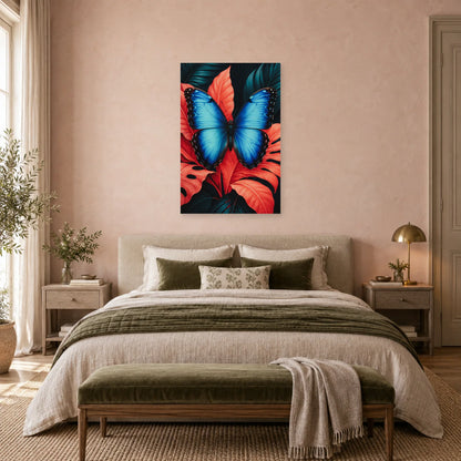 Affiche Papillon bleu – Éclat tropical dans une chambre - Art Virtuoso