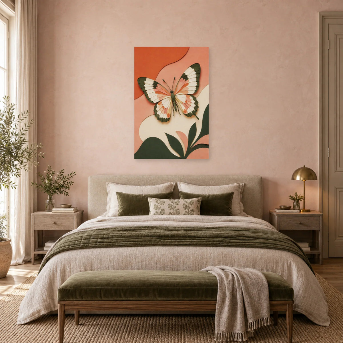 Affiche Papillon mural – Silence terracotta dans une chambre - Art Virtuoso