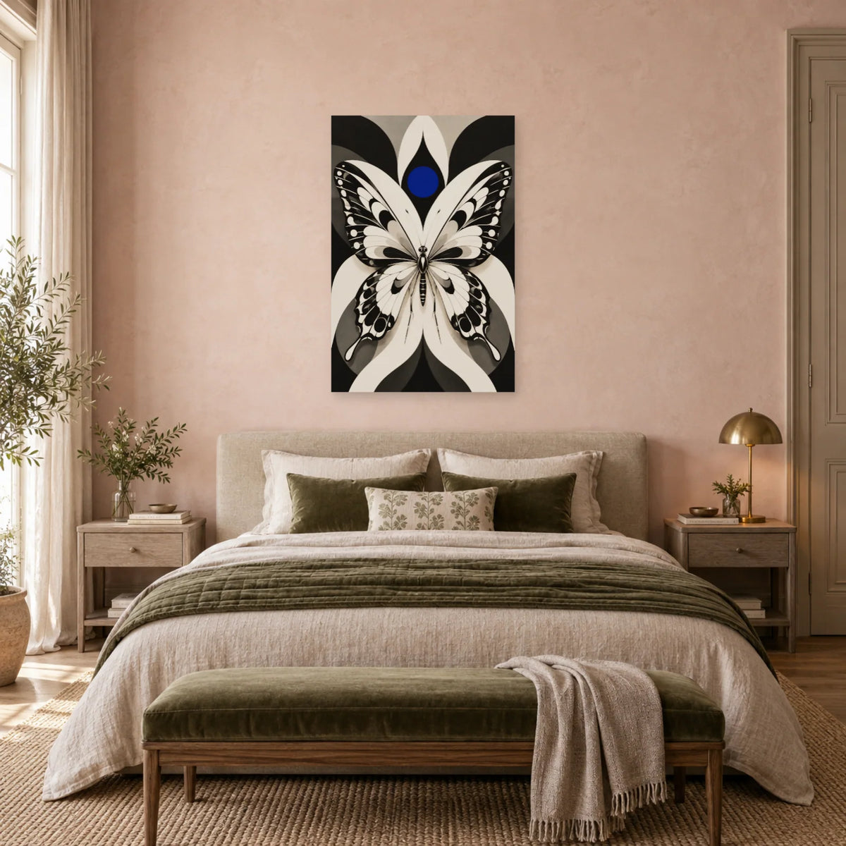 Affiche Papillon noir et blanc – Ailes graphiques dans une chambre - Art Virtuoso