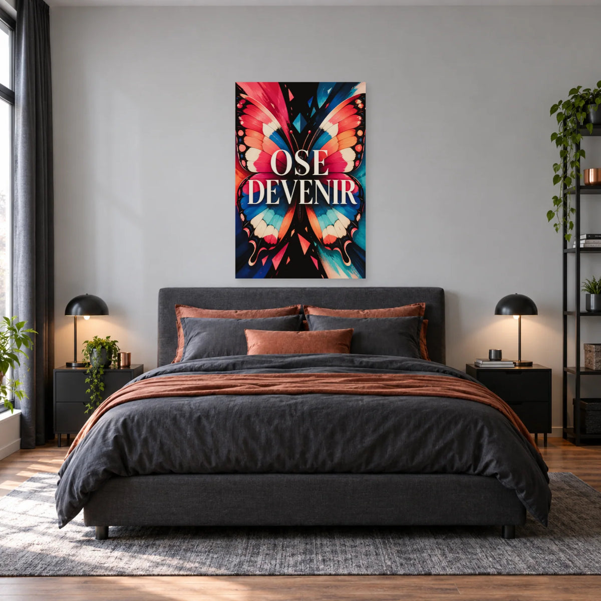 Affiche papillon – Ose devenir dans une chambre - Art Virtuoso
