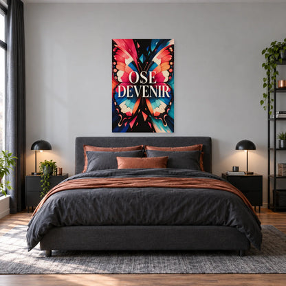 Affiche papillon – Ose devenir dans une chambre - Art Virtuoso
