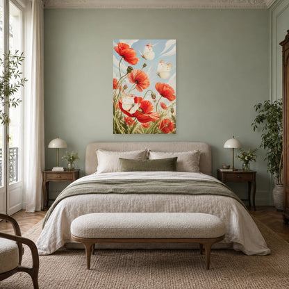 Affiche Papillons et coquelicots – Danse rouge dans une chambre - Art Virtuoso