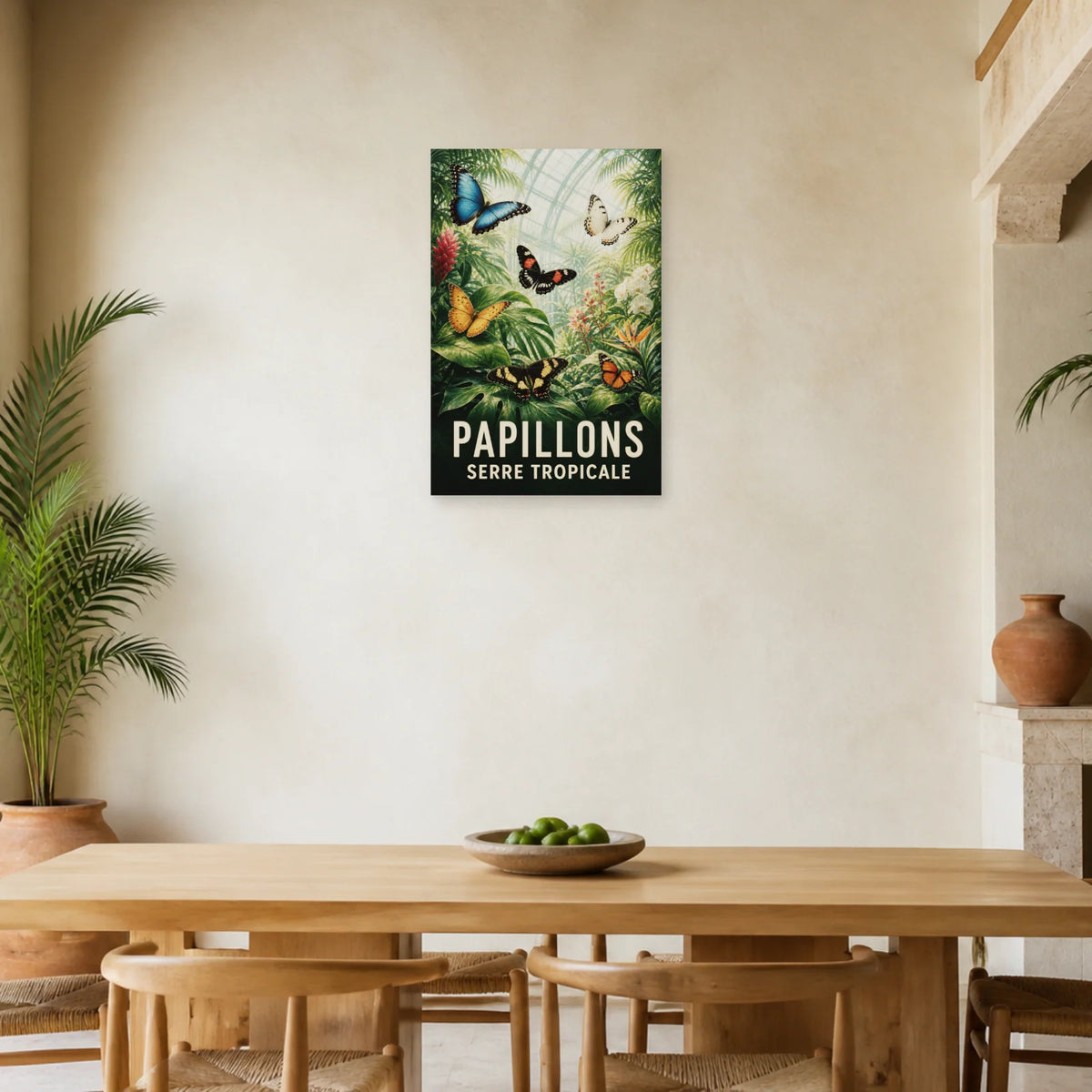 Affiche Papillons – Serre tropicale dans une salle à manger - Art Virtuoso