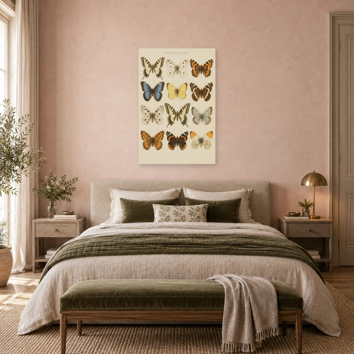 Affiche Papillons vintage – Cabinet lumineux dans une chambre - Art Virtuoso