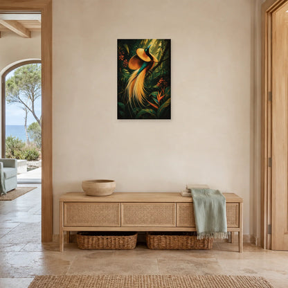 Affiche Paradisier dans la jungle dans une entrée ou un couloir - Art Virtuoso
