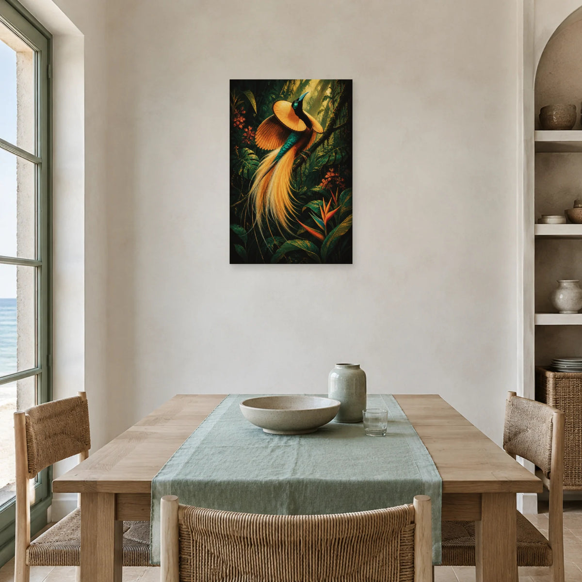 Affiche Paradisier dans la jungle dans une salle à manger - Art Virtuoso