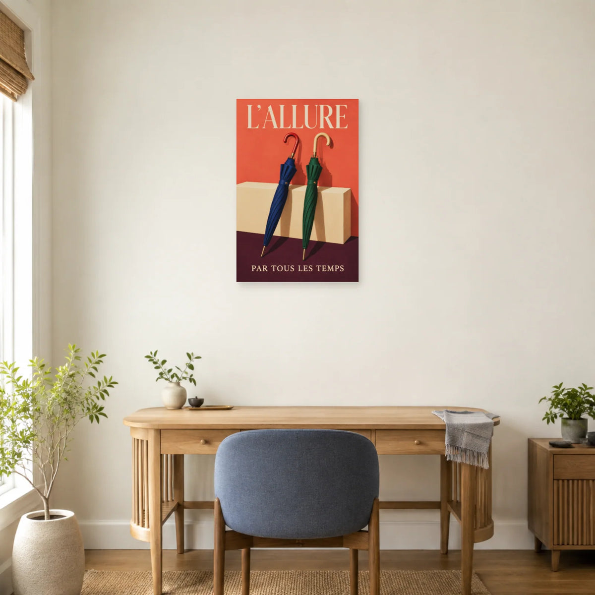 Affiche Parapluies, l’allure par tous les temps dans un bureau - Art Virtuoso