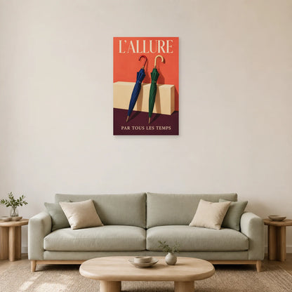 Affiche Parapluies, l’allure par tous les temps dans un salon - Art Virtuoso