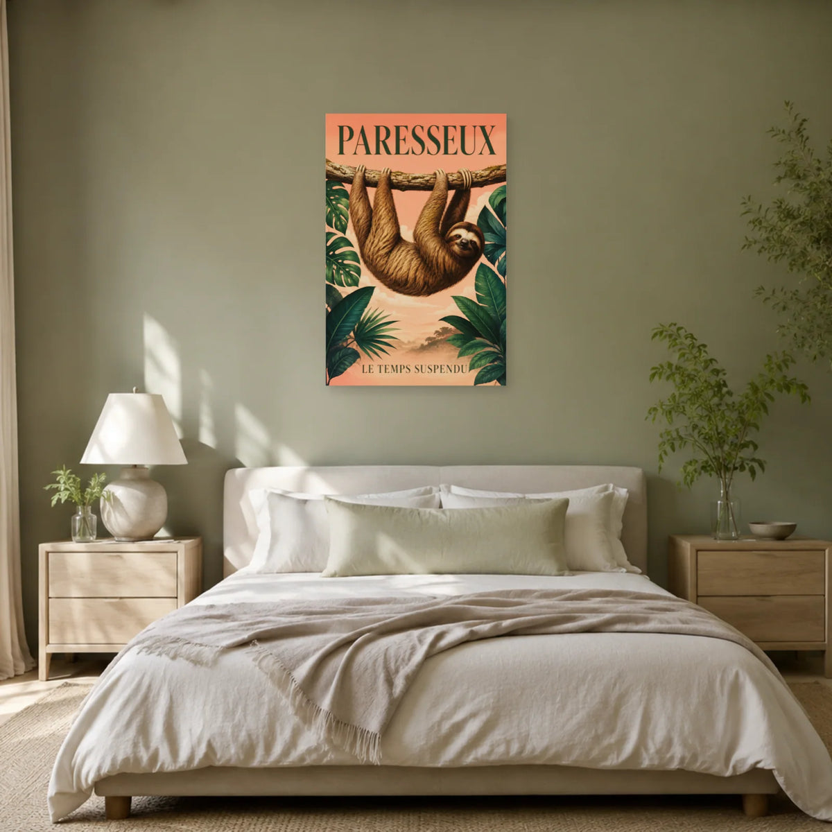 Affiche Paresseux, le temps suspendu dans une chambre - Art Virtuoso