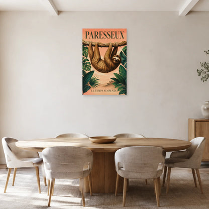 Affiche Paresseux, le temps suspendu dans une salle à manger - Art Virtuoso