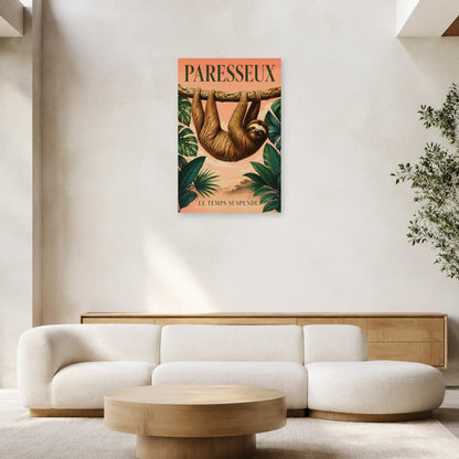 Affiche Paresseux, le temps suspendu dans un salon - Art Virtuoso