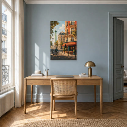 Affiche Paris 11e - Matin à vélo dans un bureau - Art Virtuoso