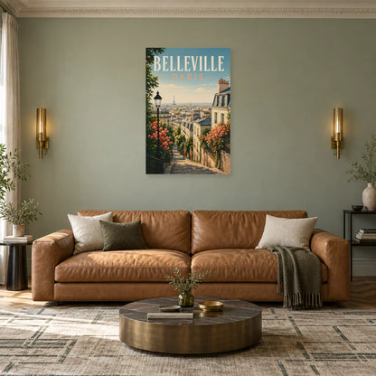 Affiche Belleville - Paris à l’horizon dans un salon - Art Virtuoso