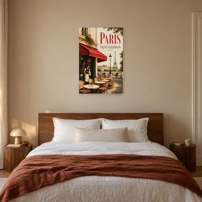 Affiche Café Saint-Germain - Matin rouge dans une chambre - Art Virtuoso