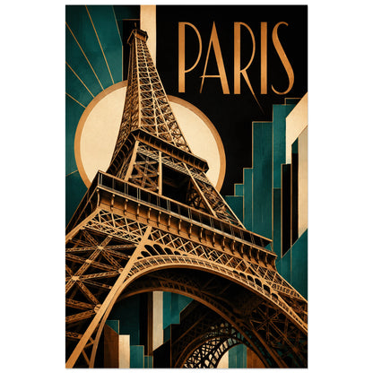 Tour Eiffel et rayons dorés, affiche 30 × 45 cm