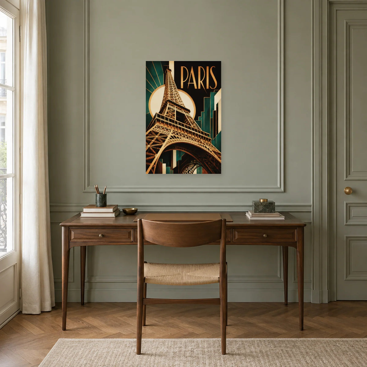 Affiche Paris - Eiffel Art déco dans un bureau - Art Virtuoso