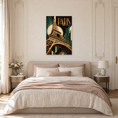 Affiche Paris - Eiffel Art déco dans une chambre - Art Virtuoso