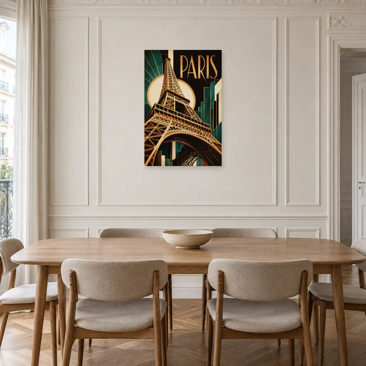 Affiche Paris - Eiffel Art déco dans une salle à manger - Art Virtuoso