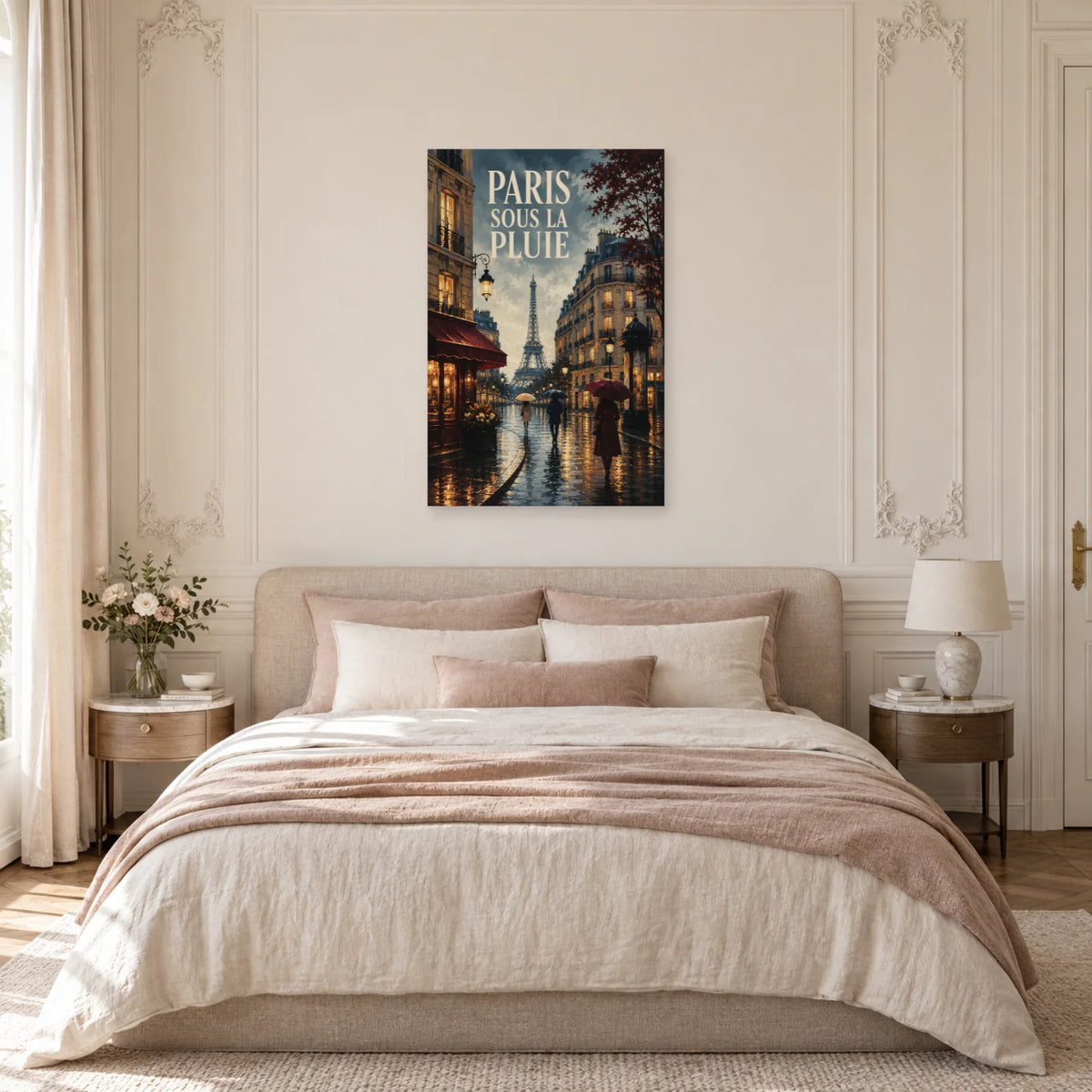Affiche Paris - Sous la pluie dans une chambre - Art Virtuoso
