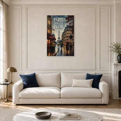 Affiche Paris - Sous la pluie dans un salon - Art Virtuoso