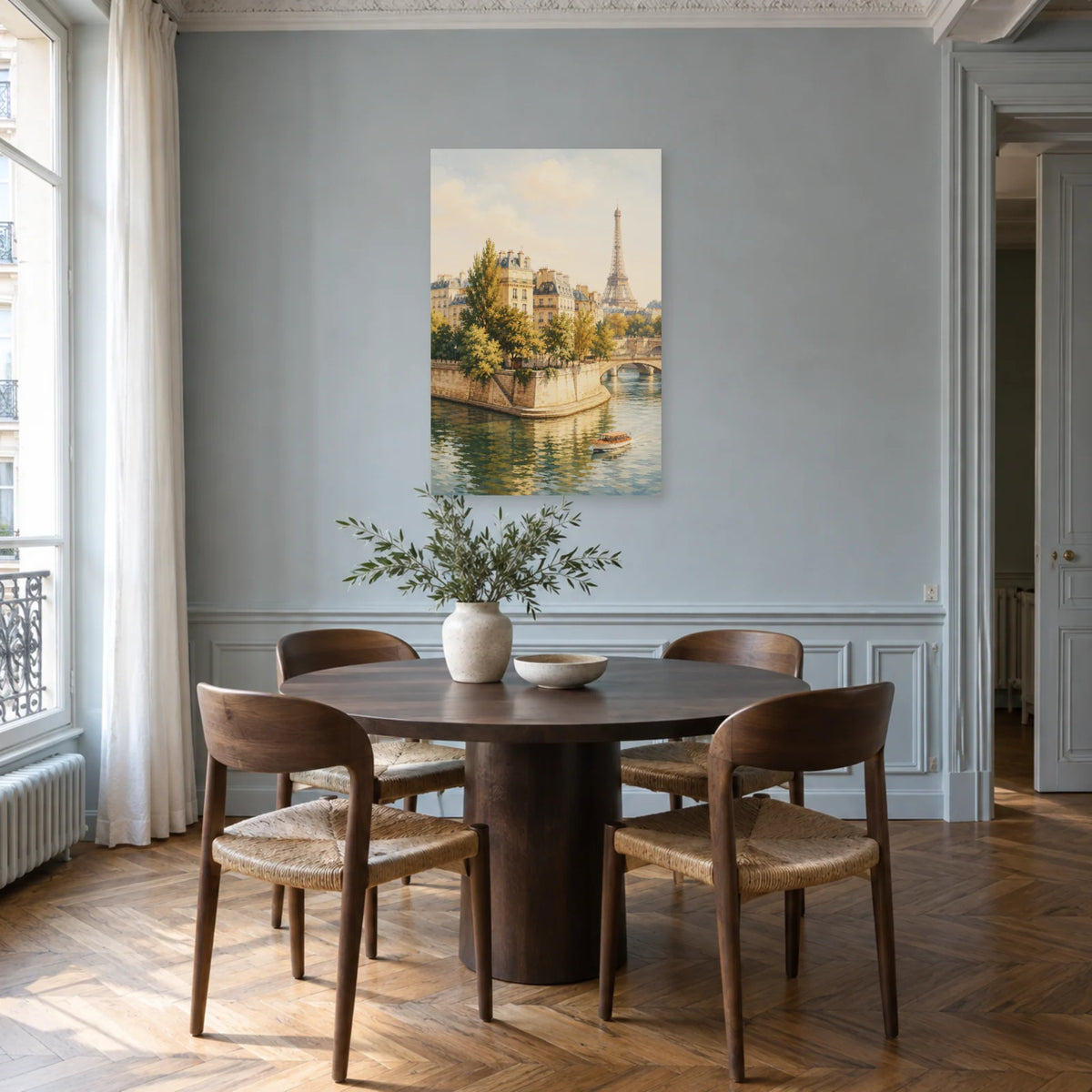 Affiche Île Saint-Louis - Rive paisible dans une salle à manger - Art Virtuoso