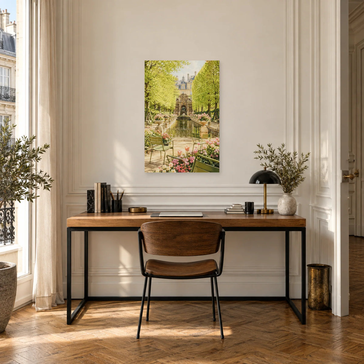 Affiche Jardin du Luxembourg - Printemps dans un bureau - Art Virtuoso