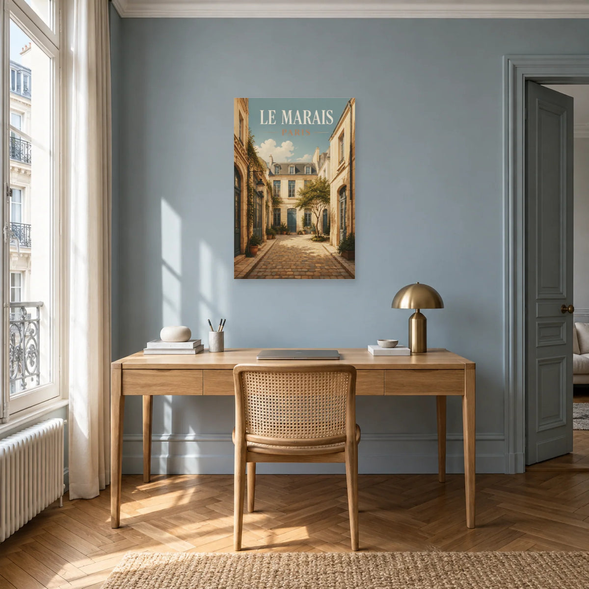 Affiche Le Marais - Cour secrète dans un bureau - Art Virtuoso
