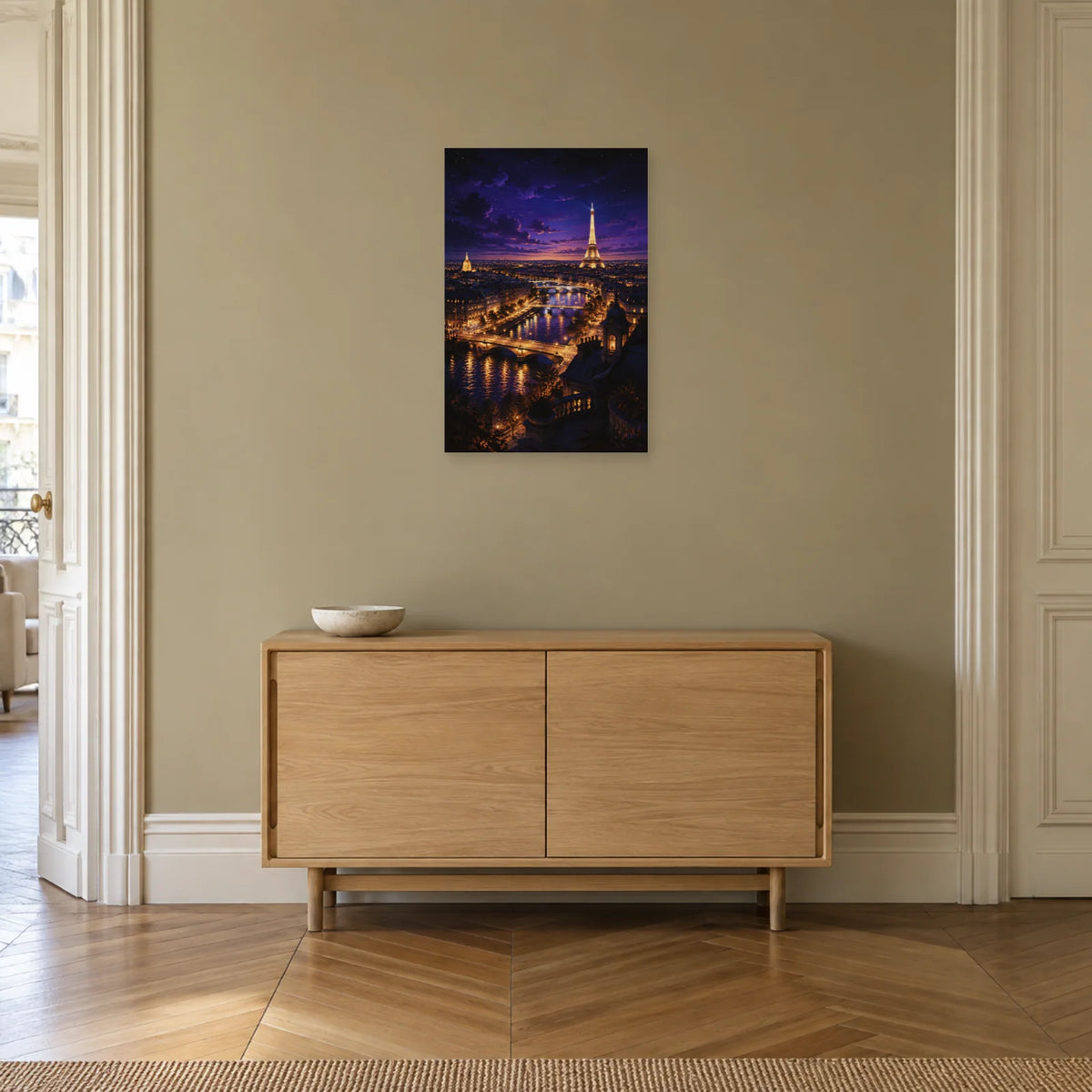 Affiche Paris nocturne - Ville lumière dans une entrée ou un couloir - Art Virtuoso