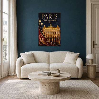 Affiche Opéra Garnier - Soir de lumière dans un salon - Art Virtuoso