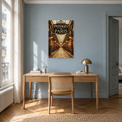 Affiche Passages de Paris - Verrière dorée dans un bureau - Art Virtuoso