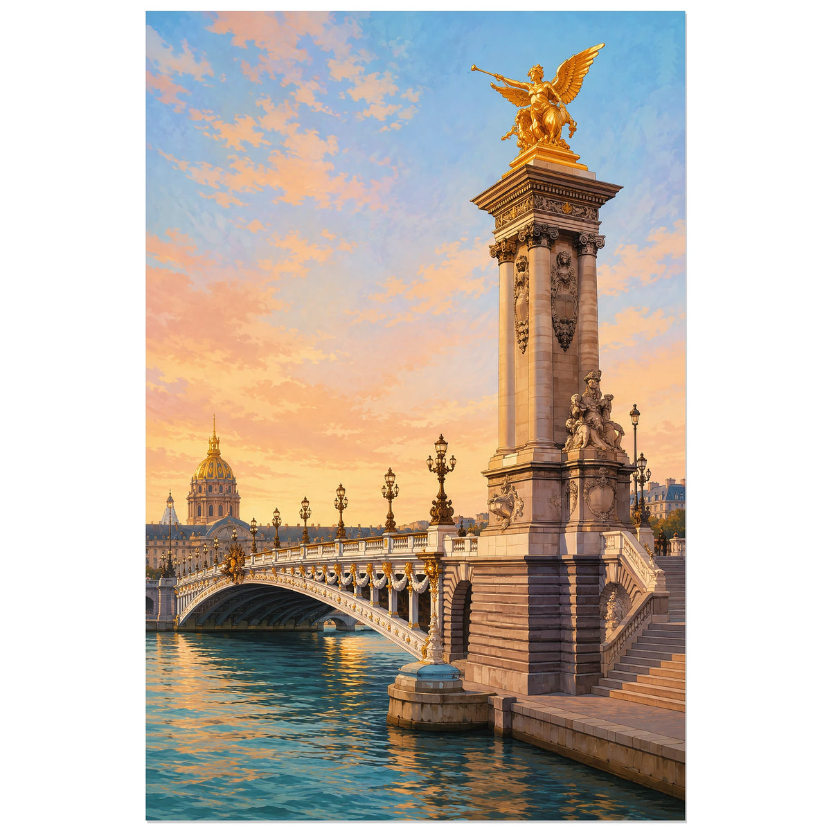 Ornements dorés du pont Alexandre-III, affiche 30 × 45 cm