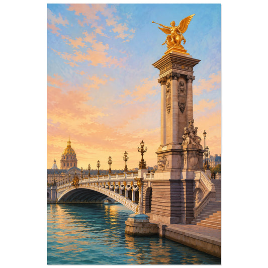 Ornements dorés du pont Alexandre-III, affiche 30 × 45 cm