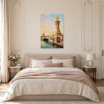 Affiche Pont Alexandre-III - Lumière dorée dans une chambre - Art Virtuoso